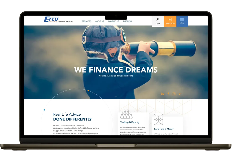 EFCO Finance Desktop View